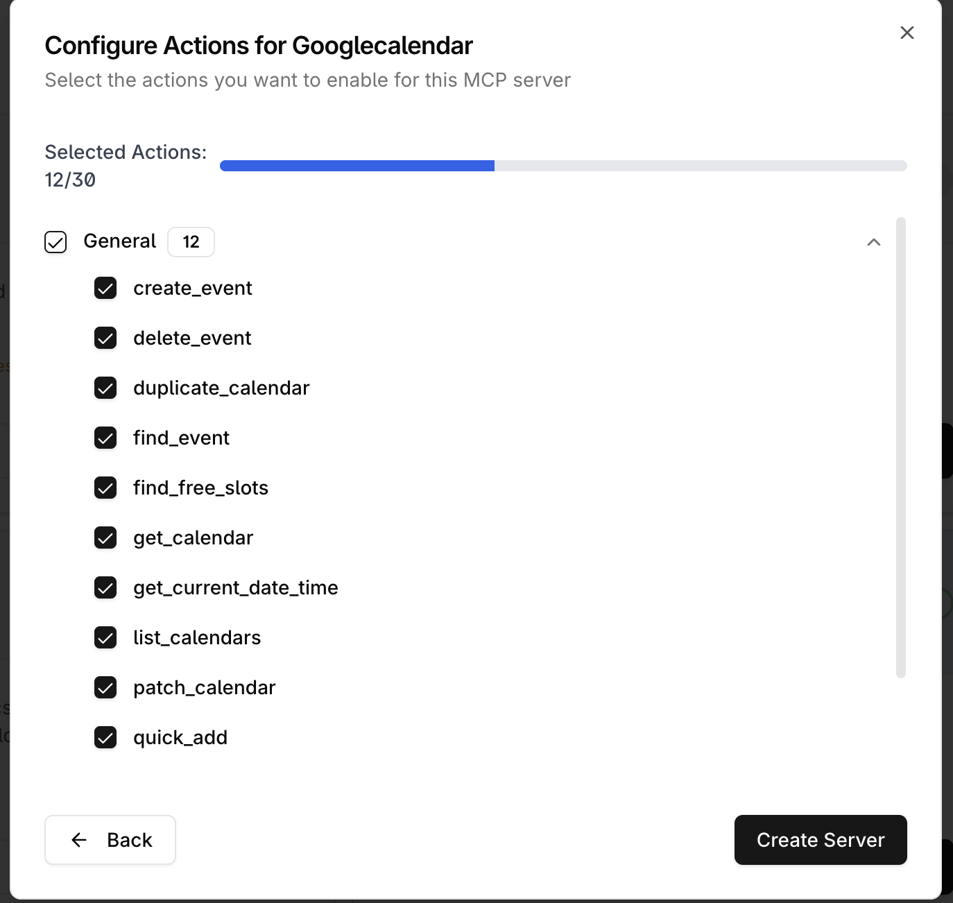 Configuring Google Calendar Actions