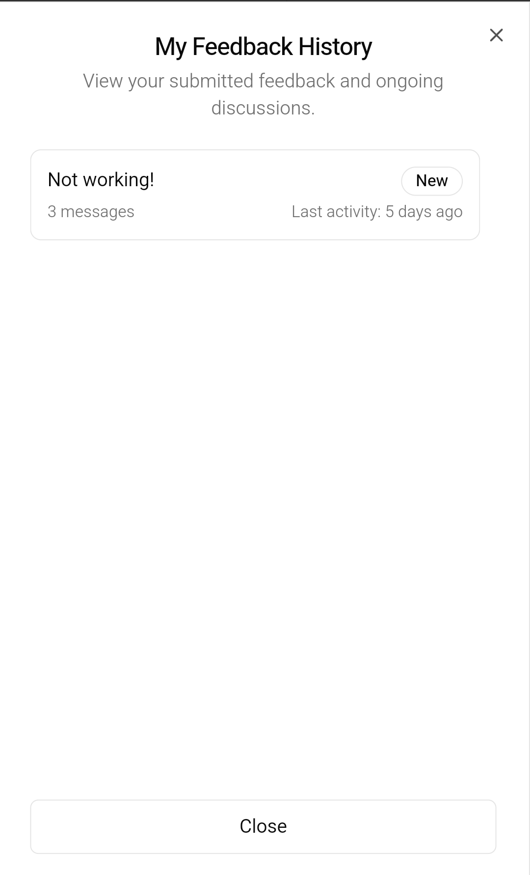 Feedback history screen